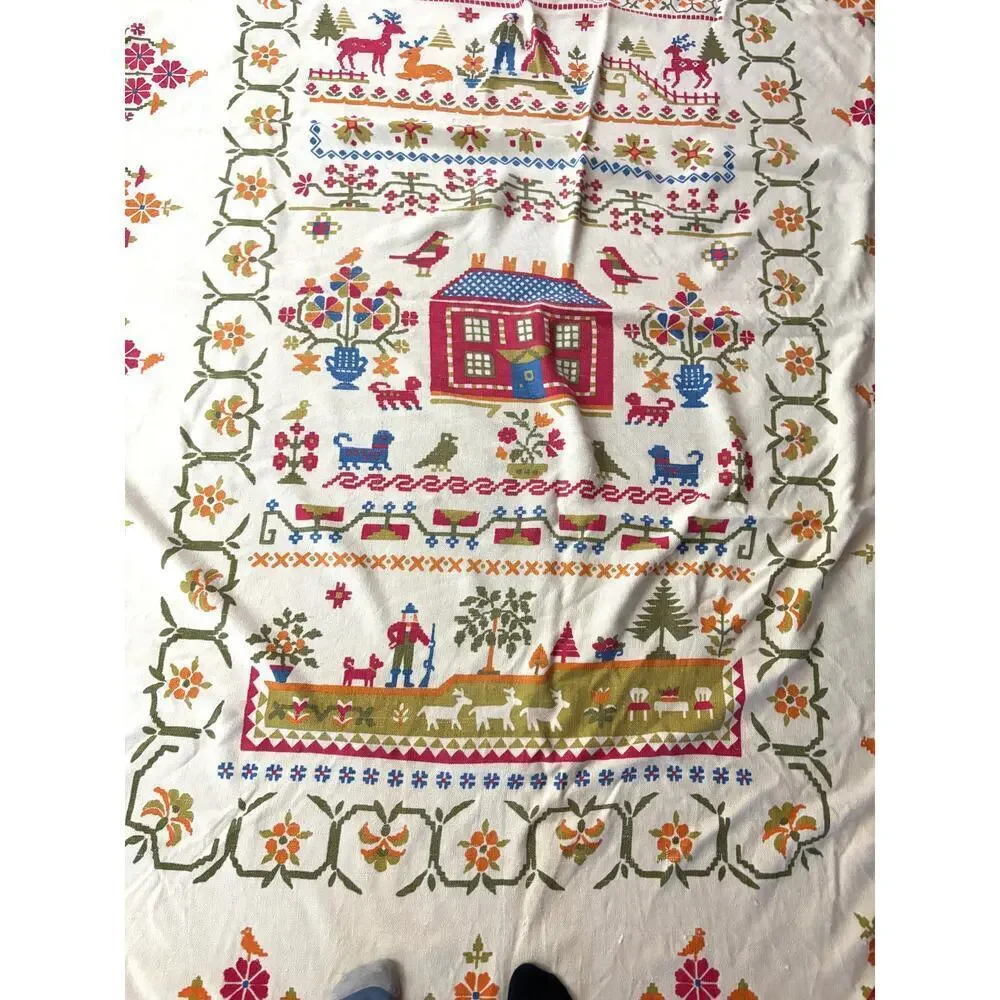 VTG Fieldcrest American Sampler Dutch Bedspread‎ Comforter Twin Fringe 72